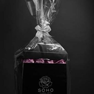 Soho Floral Arts | Roses in A Box | Genuine Roses that Last for Years (White Square 4ct, Radiant Pink) | Mothers Day Gifts