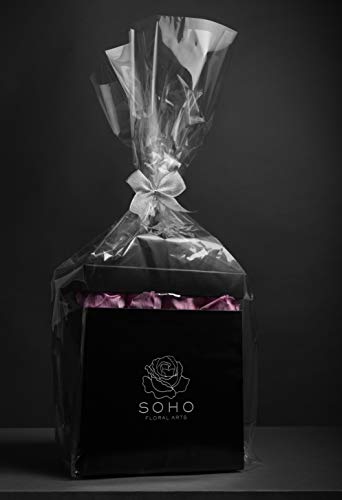 Soho Floral Arts | Roses in A Box | Genuine Roses that Last for Years (White Square 4ct, Radiant Pink) | Mothers Day Gifts