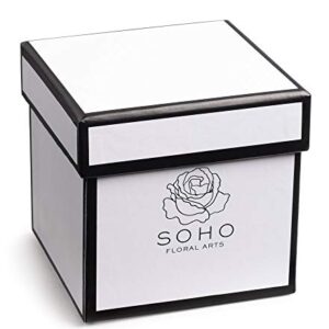 Soho Floral Arts | Roses in A Box | Genuine Roses that Last for Years (White Square 4ct, Radiant Pink) | Mothers Day Gifts