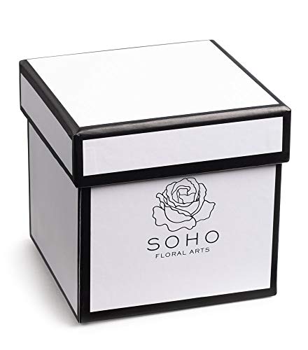 Soho Floral Arts | Roses in A Box | Genuine Roses that Last for Years (White Square 4ct, Radiant Pink) | Mothers Day Gifts