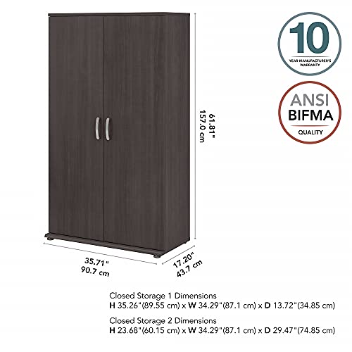 Bush Business Furniture Universal Tall Storage Cabinet with Doors and Shelves, Storm Gray