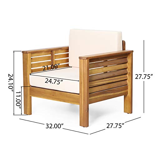 Christopher Knight Home Louver Chat Set, Teak + Cream