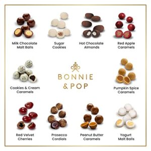 Chocolate Gift Baskets for Women | 10 Flavors 100 + Milk Caramel Candy | Prime Birthday Gifts | Unique Food Treats for Family Holiday Delivery Ideas | Bonnie & Pop