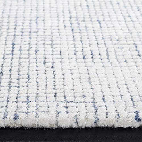 SAFAVIEH Abstract Collection 8' x 10' Ivory/Blue ABT470M Handmade Premium Wool & Viscose Area Rug