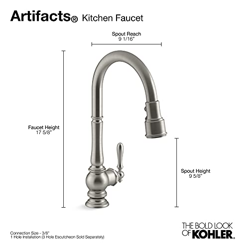 Kohler 99259-BL K-99259-BL Artifacts Kitchen Sink Faucet, 17.63 x 4.31 x 8.50 Inches, Matte Black