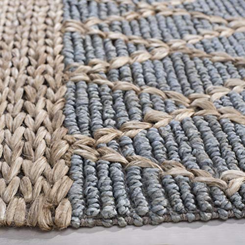 SAFAVIEH Natural Fiber Collection 5' x 8' Light Blue NF951L Handmade Boho Moroccan Trellis Jute Area Rug