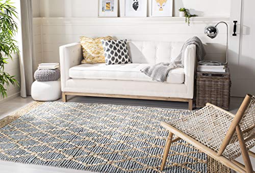 SAFAVIEH Natural Fiber Collection 5' x 8' Light Blue NF951L Handmade Boho Moroccan Trellis Jute Area Rug