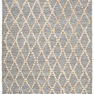 SAFAVIEH Natural Fiber Collection 5' x 8' Light Blue NF951L Handmade Boho Moroccan Trellis Jute Area Rug