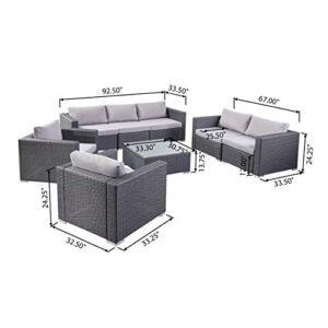 Christopher Knight Home 304333 Samuel Outdoor 8-Piece Wicker/Aluminum Sofa Chat Set with Cushions | in Grey/Silver