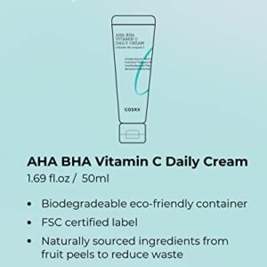 COSRX AHA BHA VITAMIN C Daily Cream 1.69 fl. oz 50 ml, Face Cream, Brighten, Anti Aging, Plumping Skin, Natural, Fruit