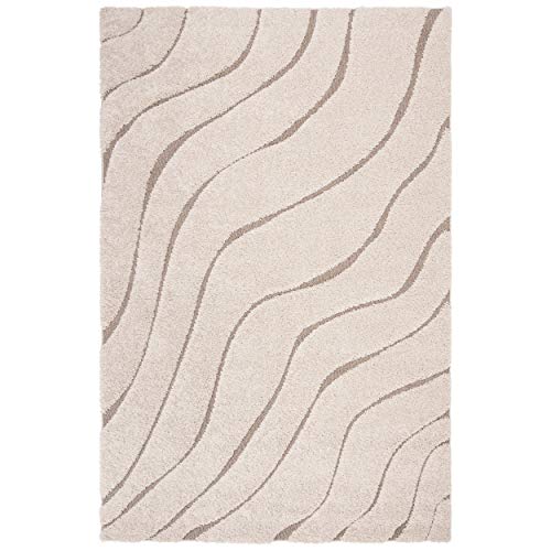 SAFAVIEH Florida Shag Collection 8' x 10' Light Blue / Blue SG472 Abstract Wave Non-Shedding Living Room Bedroom Dining Room Entryway Plush 1.2-inch Thick Area Rug