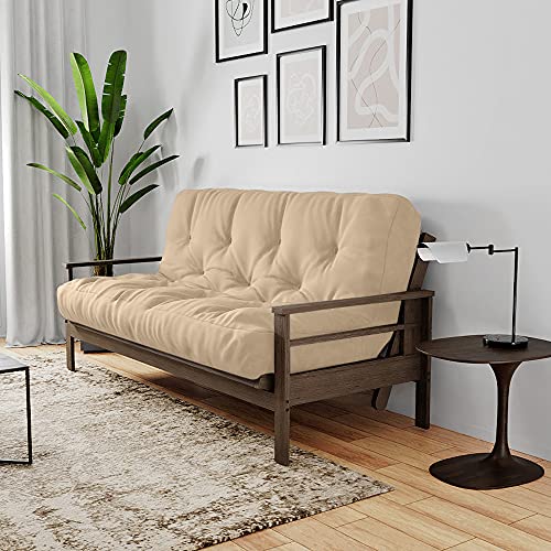 Royal Sleep Products by The Futon Factory 6 inch Memory Foam Futon Mattress - Solid Khaki Cover - Full Size - CertiPUR Certified Foams - Made in USA - (Frame not Included)