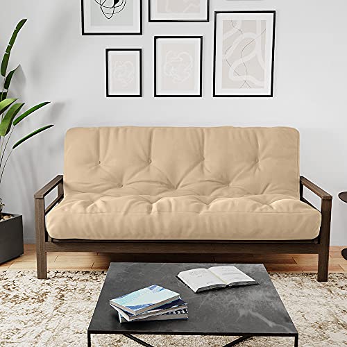 Royal Sleep Products by The Futon Factory 6 inch Memory Foam Futon Mattress - Solid Khaki Cover - Full Size - CertiPUR Certified Foams - Made in USA - (Frame not Included)