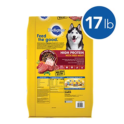 PEDIGREE High Protein Adult Dry Dog Food Beef and Lamb Flavor Dog Kibble, 17 lb. Bag