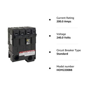 SCHNEIDER ELECTRIC 120/240-Volt 200-Amp HOM2200BB Miniature Circuit Breaker 120/240V 200A