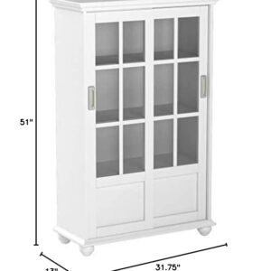 Ameriwood Home Aaron Lane Bookcase with Sliding Glass Doors, White