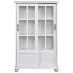 Ameriwood Home Aaron Lane Bookcase with Sliding Glass Doors, White