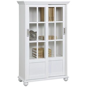 Ameriwood Home Aaron Lane Bookcase with Sliding Glass Doors, White