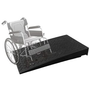 threshold ramp, wheelchair ramp for driveway curb entryway doorways, 4in/ 5in/ 6in/ 7in /8in rise safety non-slip rubber threshold transition ramp, 39in depth ( color : black , size : 18cm/7in rise )