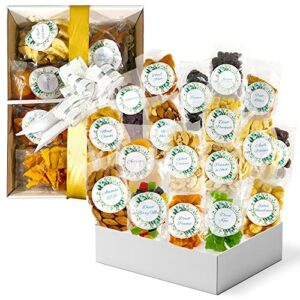 dried fruits and nuts gift basket. 18 assortments for dried fruits and nuts gift box. imported direct from south africa. fresh and individually sealed // happy tucker