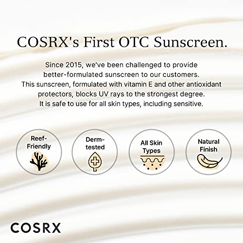 COSRX Vitamin E SPF 50+ Daily Lightweight Sunscreen, Reef Safe, No Whitecast, Matte Finish, OTC Vitalizing Sunscreen, Strong Protection Against UVA and UVB Rays, 1.69 fl.oz / 50ml, Korean Skincare