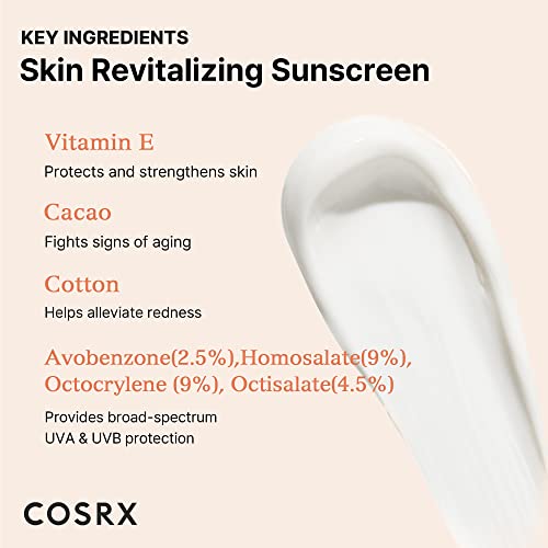 COSRX Vitamin E SPF 50+ Daily Lightweight Sunscreen, Reef Safe, No Whitecast, Matte Finish, OTC Vitalizing Sunscreen, Strong Protection Against UVA and UVB Rays, 1.69 fl.oz / 50ml, Korean Skincare