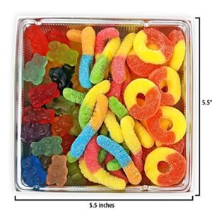 Happy Bites Happy Birthday Gummi Candy Gift Box with Gummi Bears, Sour Neon Gummi Worms, & Peach Gummi Rings - Gluten Free, Fat Free, Dairy Free