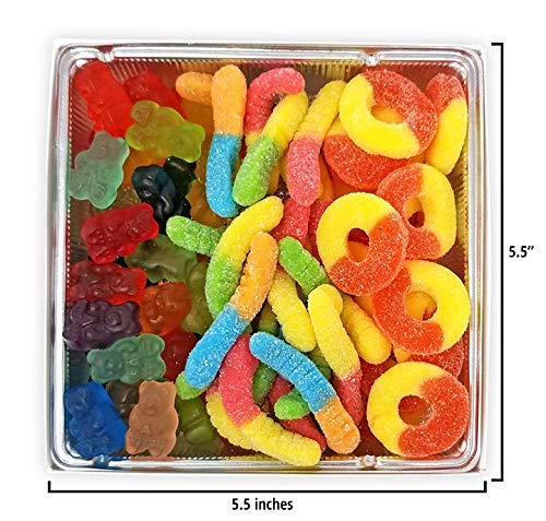 Happy Bites Happy Birthday Gummi Candy Gift Box with Gummi Bears, Sour Neon Gummi Worms, & Peach Gummi Rings - Gluten Free, Fat Free, Dairy Free