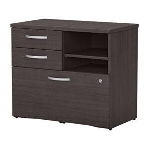 bush business furniture studio c office storage cabinet with drawers and shelves, storm gray