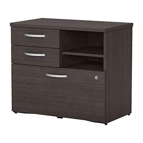 Bush Business Furniture Studio C Office Storage Cabinet with Drawers and Shelves, Storm Gray