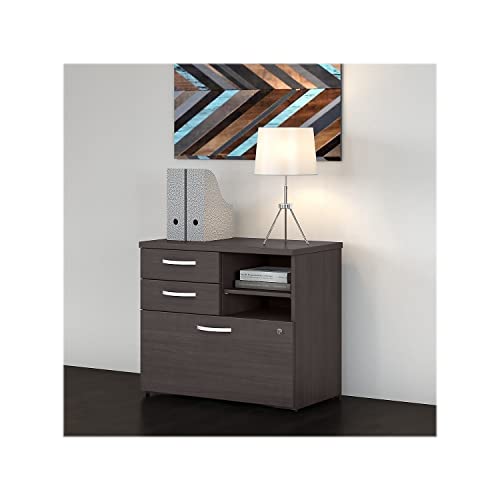 Bush Business Furniture Studio C Office Storage Cabinet with Drawers and Shelves, Storm Gray