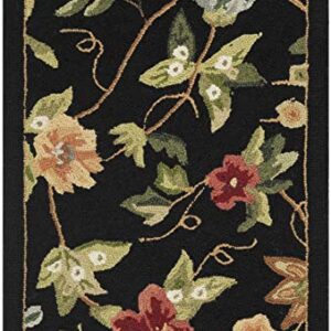 SAFAVIEH Chelsea Collection 1'8" x 2'6" Black HK311A Hand-Hooked French Country Wool Accent Rug