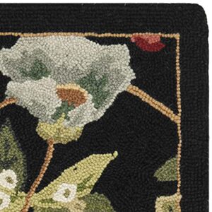 SAFAVIEH Chelsea Collection 1'8" x 2'6" Black HK311A Hand-Hooked French Country Wool Accent Rug