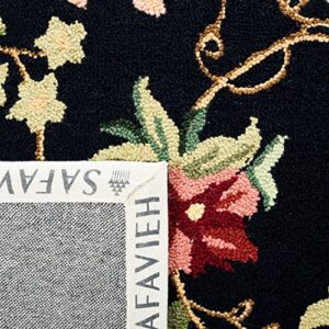 SAFAVIEH Chelsea Collection 1'8" x 2'6" Black HK311A Hand-Hooked French Country Wool Accent Rug