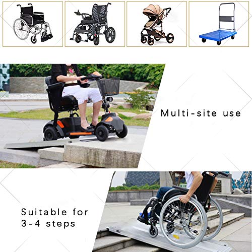 Threshold Ramp, Threshold Ramp Aluminum Ramp Wheelchair Baby Carriage PVC Handle Non-Slip Rubber Pad Easy to Carry Can Be Used in A Variety of Occasions Can Bear 400kg, 4 Sizes ( Color : Silver , Size