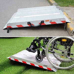 Threshold Ramp, Threshold Ramp Aluminum Ramp Wheelchair Baby Carriage PVC Handle Non-Slip Rubber Pad Easy to Carry Can Be Used in A Variety of Occasions Can Bear 400kg, 4 Sizes ( Color : Silver , Size
