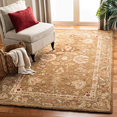 SAFAVIEH Anatolia Collection 8' x 10' Brown / Green AN512F Handmade Traditional Oriental Premium Wool Area Rug