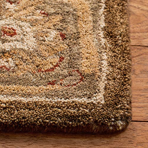 SAFAVIEH Anatolia Collection 8' x 10' Brown / Green AN512F Handmade Traditional Oriental Premium Wool Area Rug