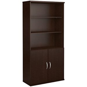 bush business furniture series c 36w 5 shelf bookcase with doors in mocha cherry