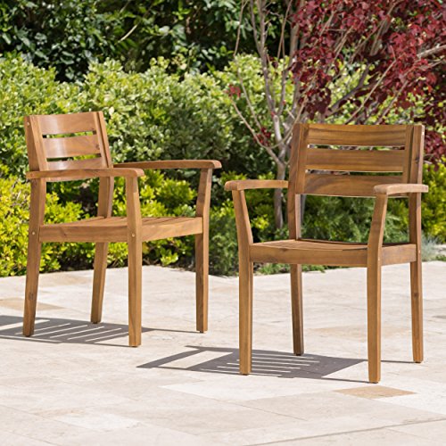 Christopher Knight Home Stanyan 7 Piece Outdoor Acacia Wood Dining Set | Perfect for Patio | with Teak Finish