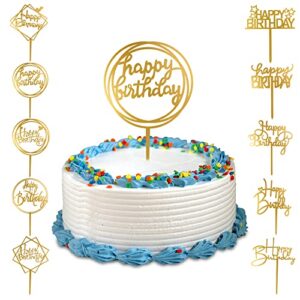10-pack happy birthday cake toppers,gold cake toppers acrylic birthday cake supplies,4inchx6inch (gold)