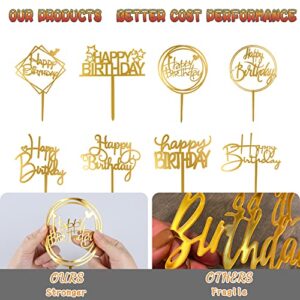 10-Pack Happy Birthday Cake Toppers,Gold Cake Toppers Acrylic Birthday Cake Supplies,4inchx6inch (Gold)