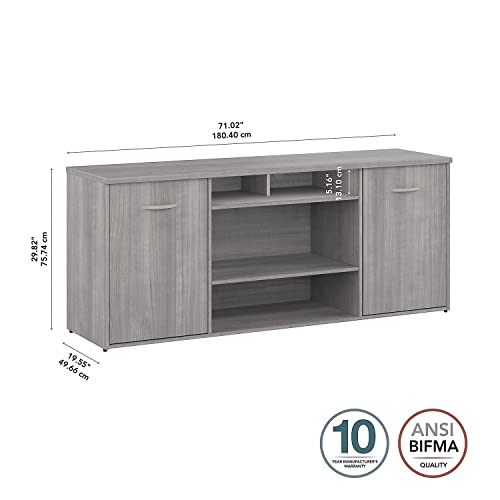 Bush Business Furniture Studio C Office Storage Cabinet with Doors and Shelves, 72W, Platinum Gray