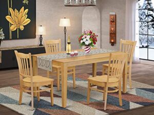 east west furniture cagr5-oak-w dining set, 5-piece