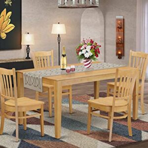 East West Furniture CAGR5-OAK-W Dining Set, 5-Piece