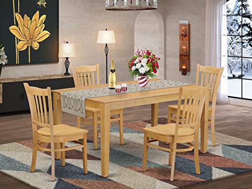 East West Furniture CAGR5-OAK-W Dining Set, 5-Piece