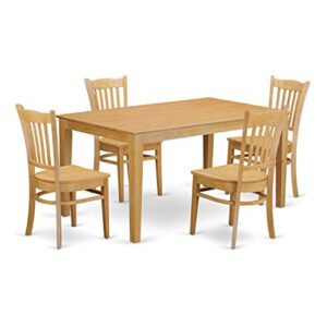 East West Furniture CAGR5-OAK-W Dining Set, 5-Piece