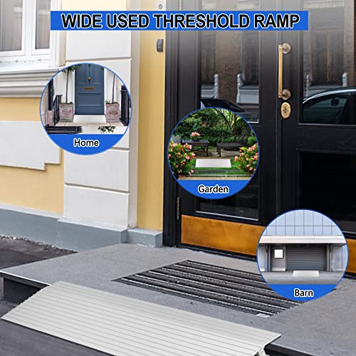 Sidasu Door Threshold Ramp 1" Rise Threshold Ramp for Wheelchairs High Aluminum Threshold Ramp for Wheelchairs Maximum Load of 810lbs for Wheelchair Scooters Power Chairs Walkers