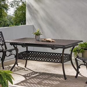 Christopher Knight Home Abigail Outdoor Cast Aluminum Expandable Rectangular Dining Table, Shiny Copper Finish