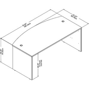 Bush Business Furniture Studio C 72W x 36D Bow Front Desk in Storm Gray